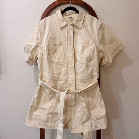 Future Collective Women’s Short Sleeve Utility Romper - Cream Size XXL - Picture 2 of 9